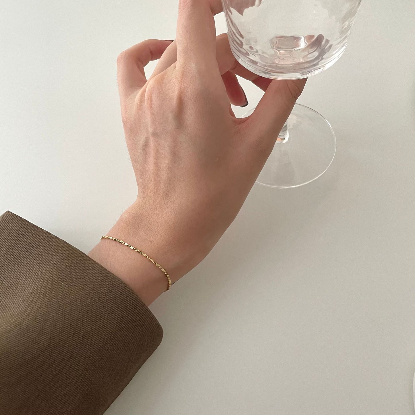 Minimalist Square Shape S925 Sterling Silver Bracelet with Plated Finish for Women