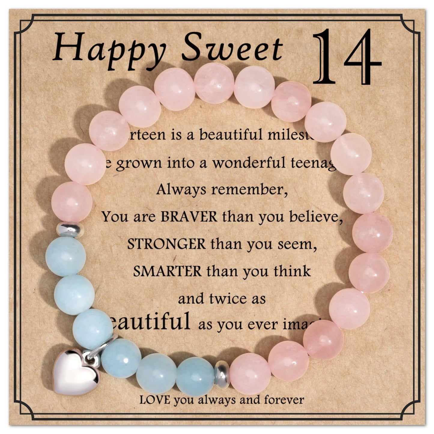 Geometric Heart Agate Beaded Bracelet for Women