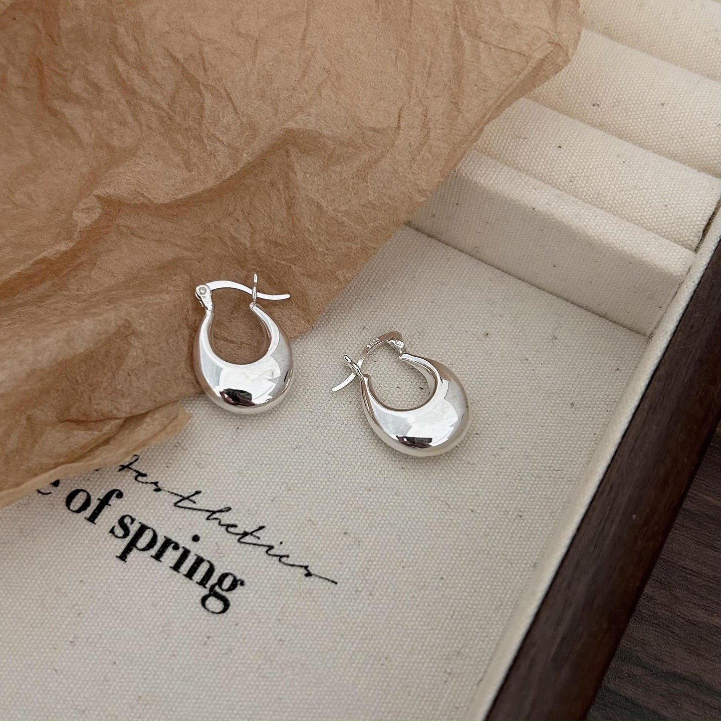 Pendientes de aro geométricos minimalistas en forma de U bañados en plata de ley 925 para mujer