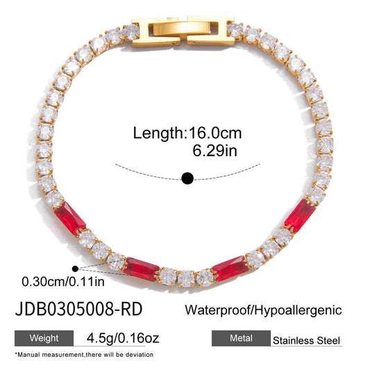 Minimalist Luxury Geometric Stainless Steel Plated Cubic Zirconia Bracelet for Women