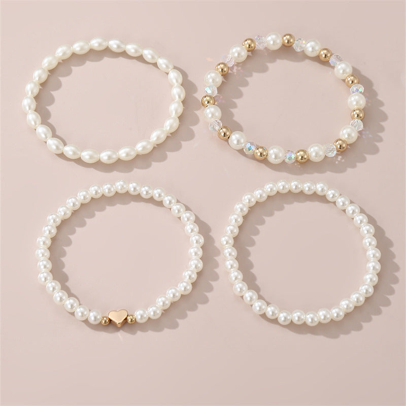 Set di cavigliere eleganti a forma di cuore con perle finte e motivi a stella per ragazze, amiche, regalo di compleanno