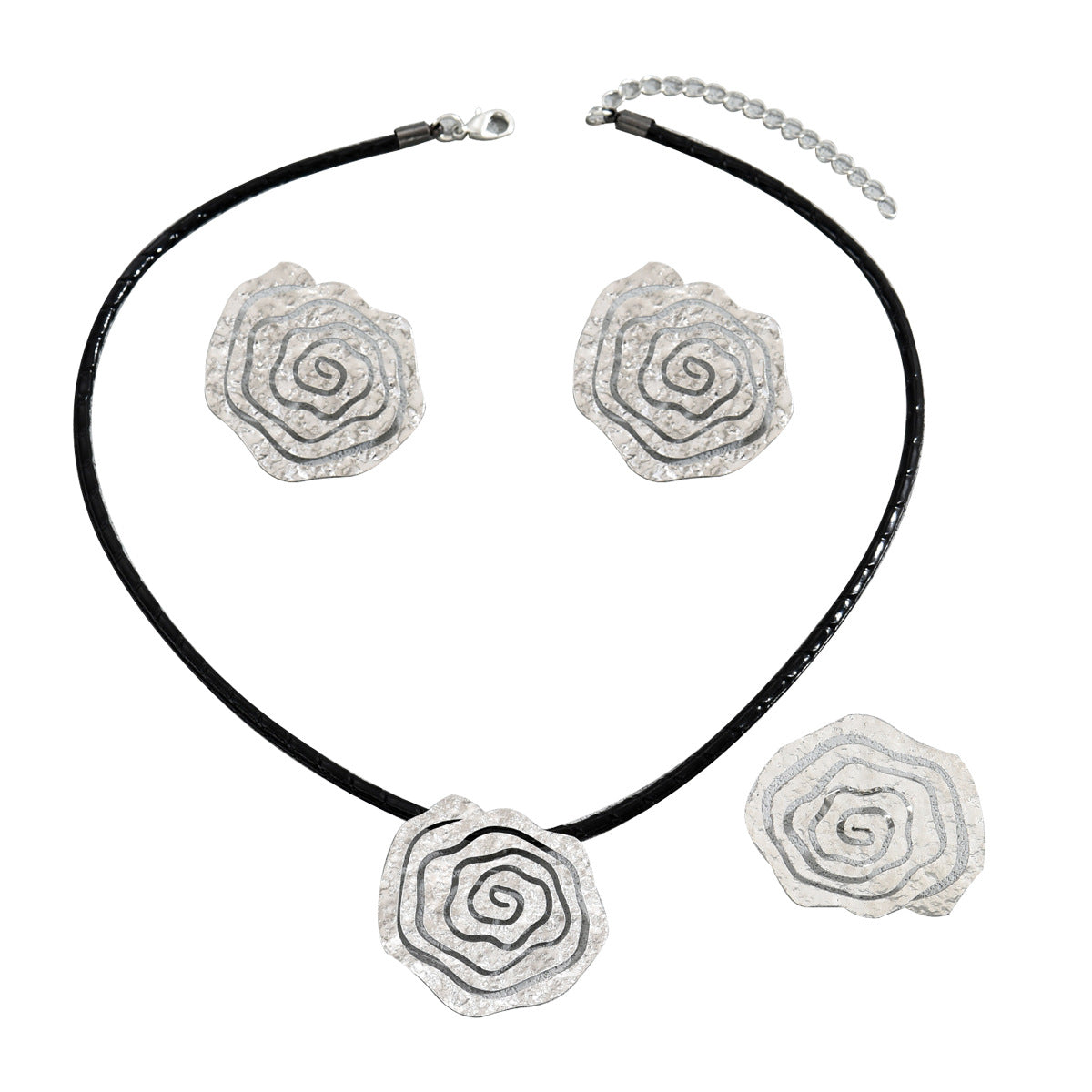 Conjunto de collar, pendientes y pulsera con diseño floral de rosas dulces y atrevidas de aleación para mujer