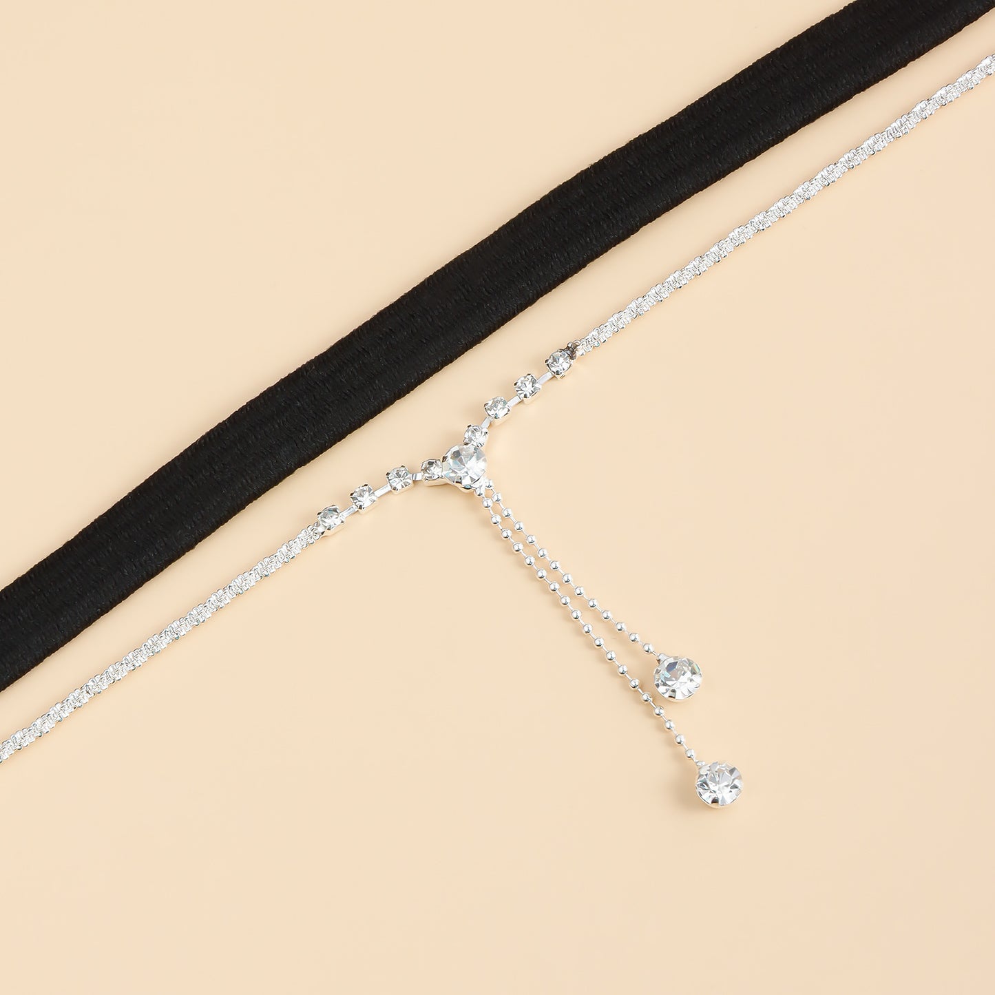 Geometric Fringe Anklet for Women with Rhinestone Accents and Alloy Chain