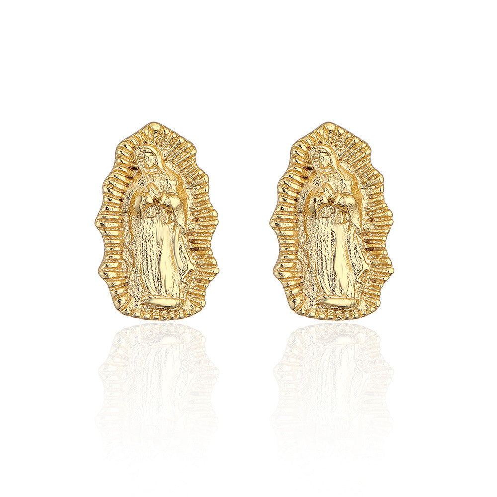 Minimalist Modern Geometric Copper Stud Earrings with Micro-Pave Zirconia for Women