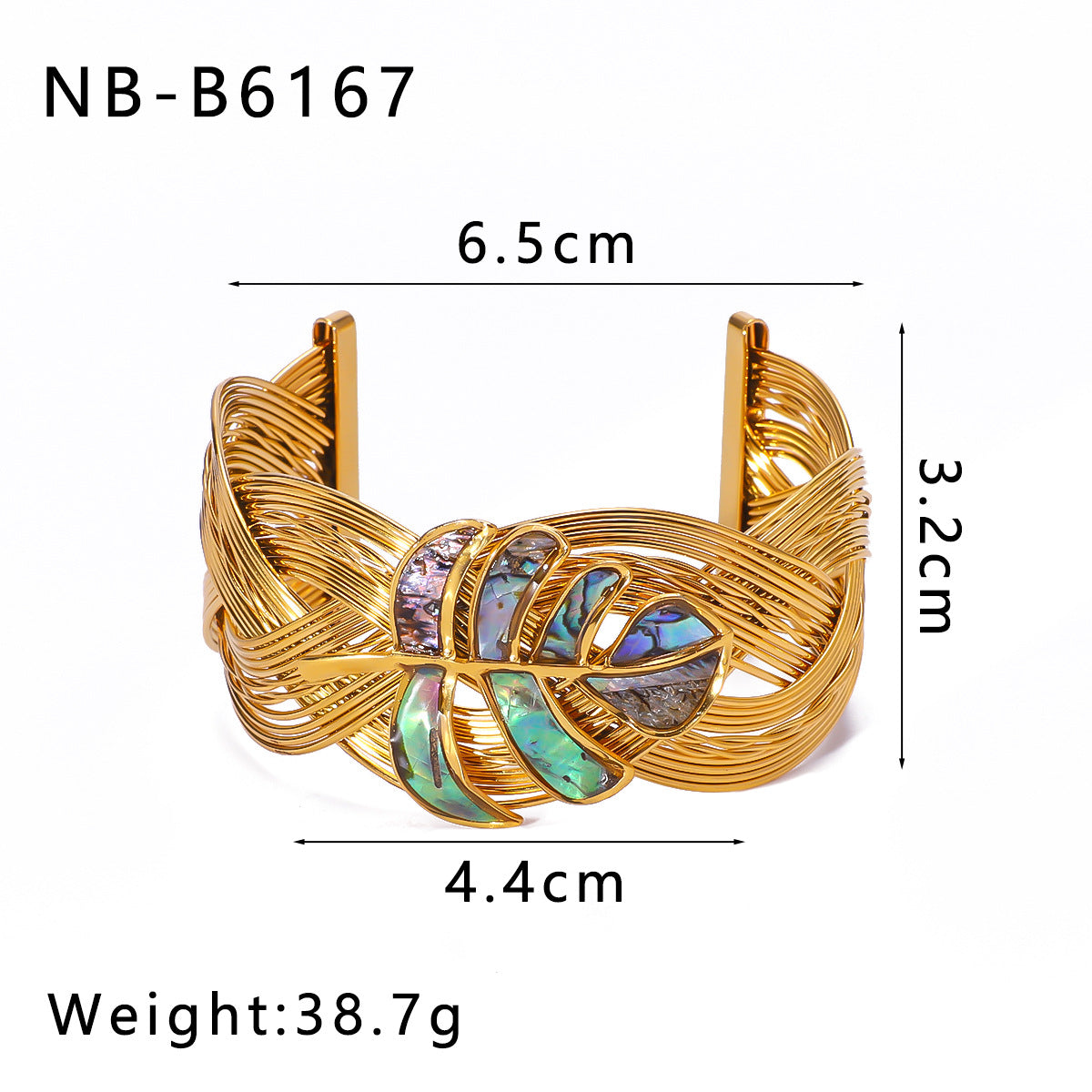 Ins Style Irregular Leaf-Shaped Stainless Steel Bracelet with 18K Gold Plating for Women