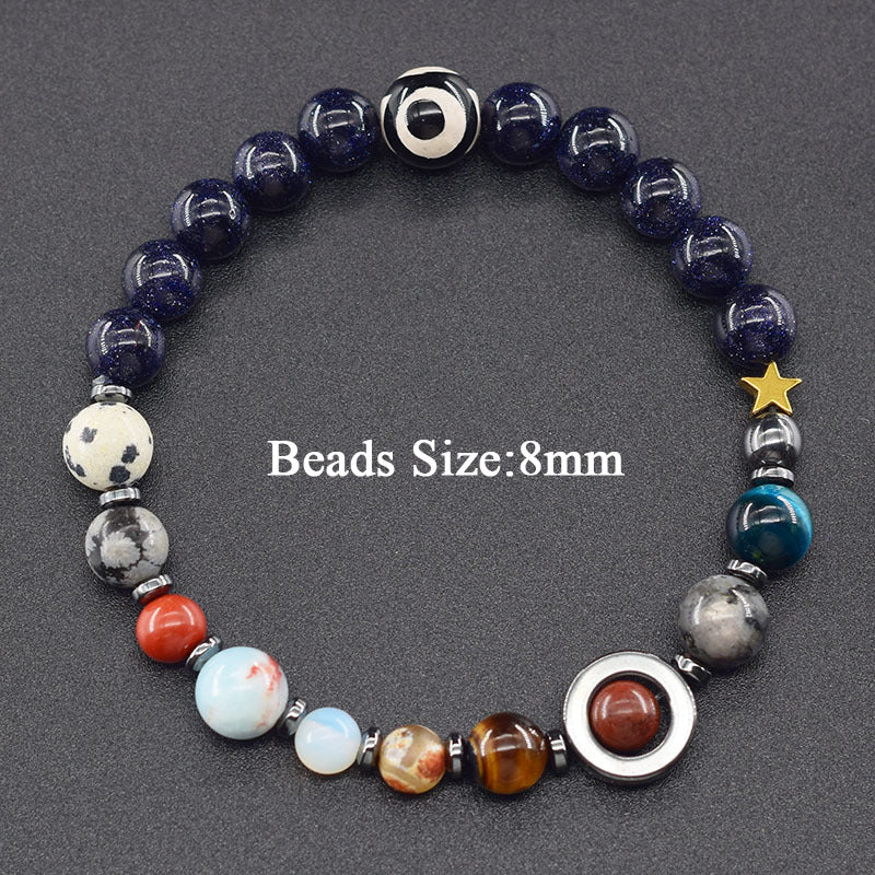 Classic Sweet Natural Gemstone Round Geometric Stretch Bracelet Unisex Jewelry Gift