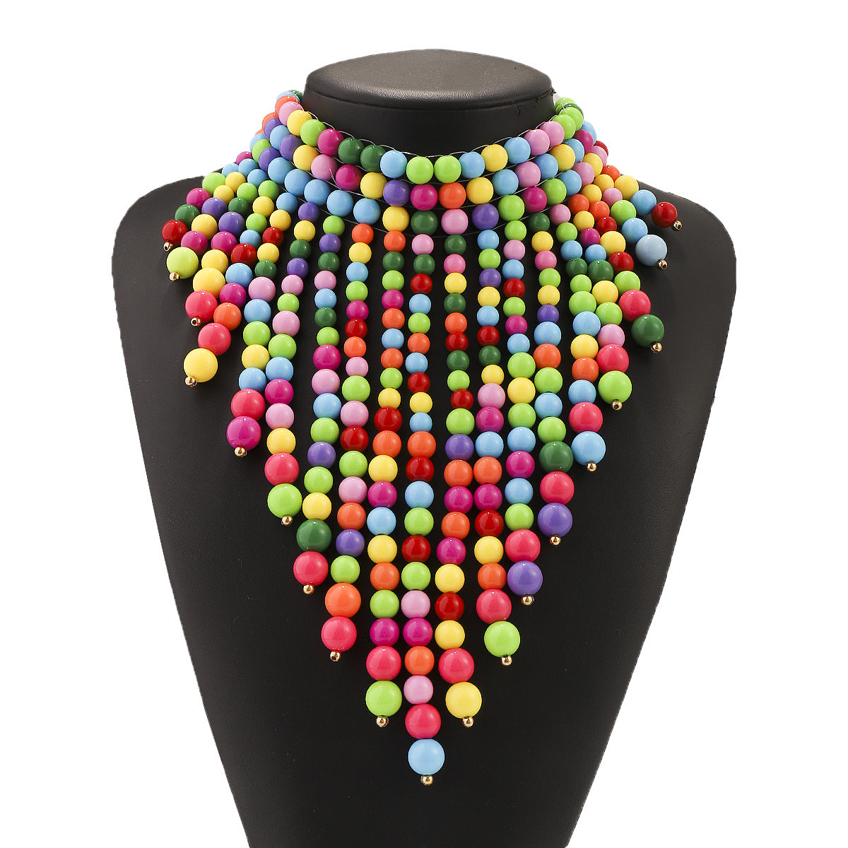 Collar Colgante Bohemio Geométrico de Acrílico con Cuentas y Borlas para Mujer