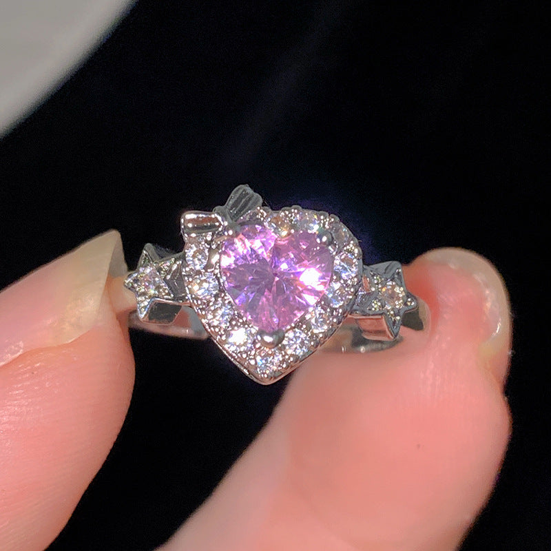 Sweet Cubic Zirconia Inlay Brass Bow Ring for Women