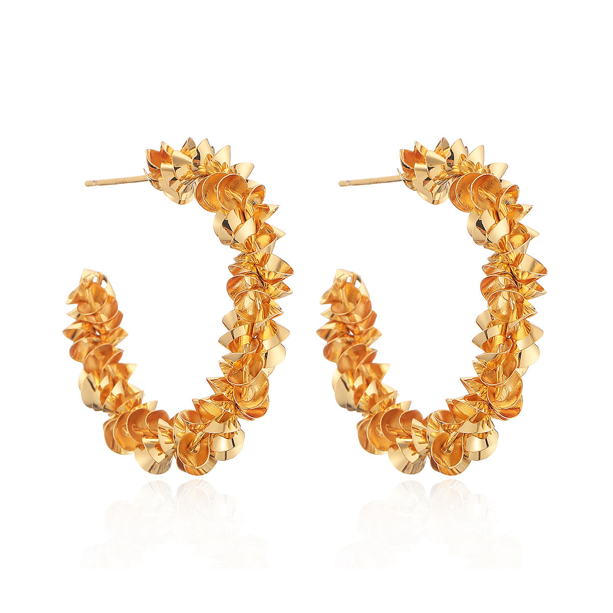 Geometric Irregular Shape Copper Earrings with Gold Plating for Women, Fashionable and Versatile Everyday Earrings