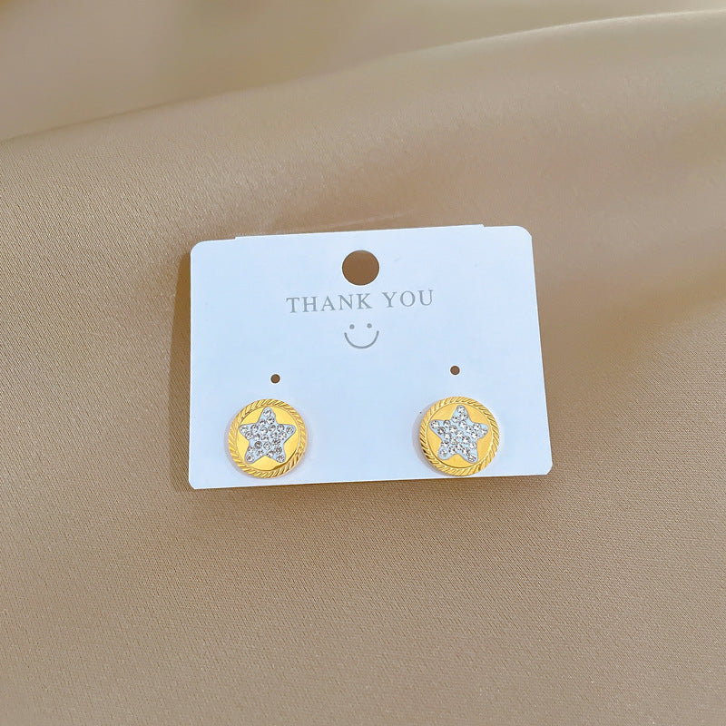 Minimalist Geometric Star-Shaped Titanium Steel Stud Earrings with Plating Finish for Women