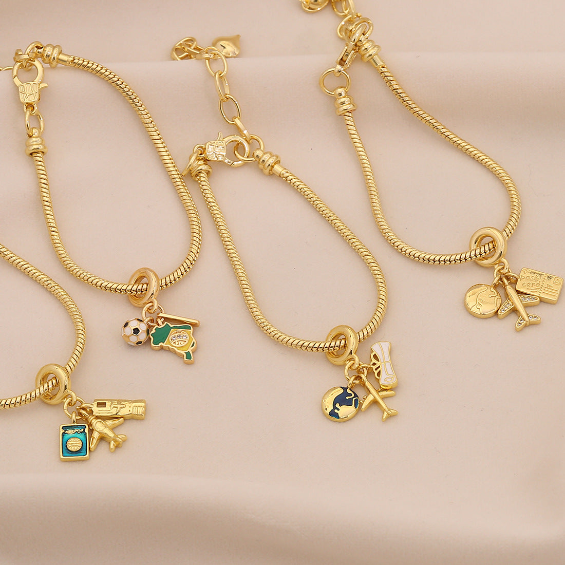 Plated Brass Universe Charm Bar Bracelet Unisex DIY Jewelry