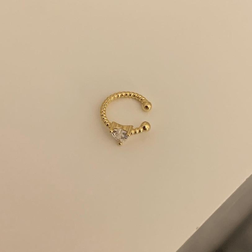 Pendientes de Clip Minimalistas de Plata de Ley 925 con Forma de Corazón y Circonita Micro-Pavé