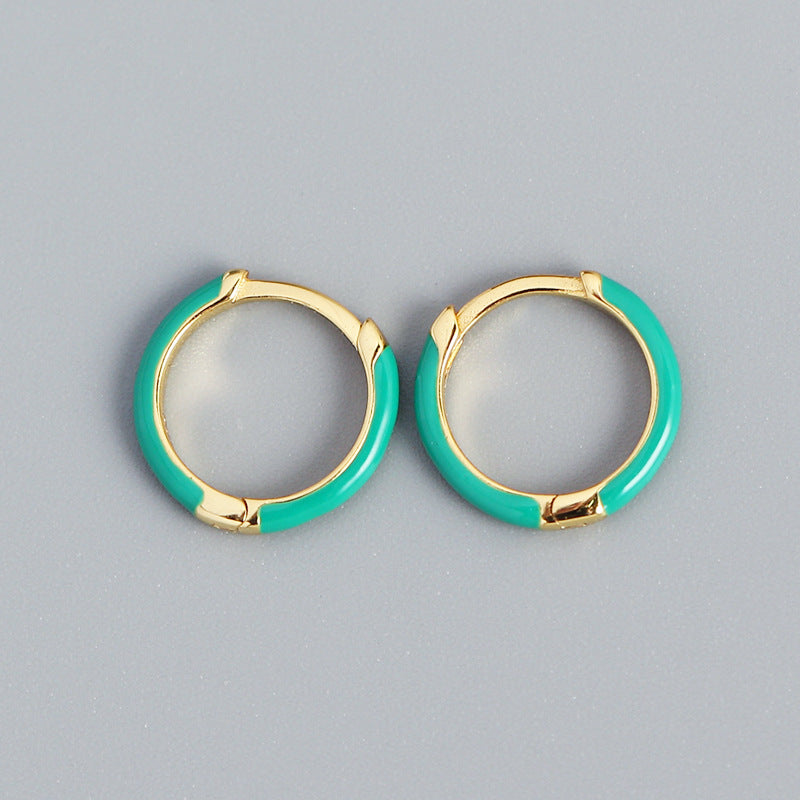 Orecchini a cerchio in argento Sterling S925 geometrici minimalisti rivestiti in resina con finitura premium
