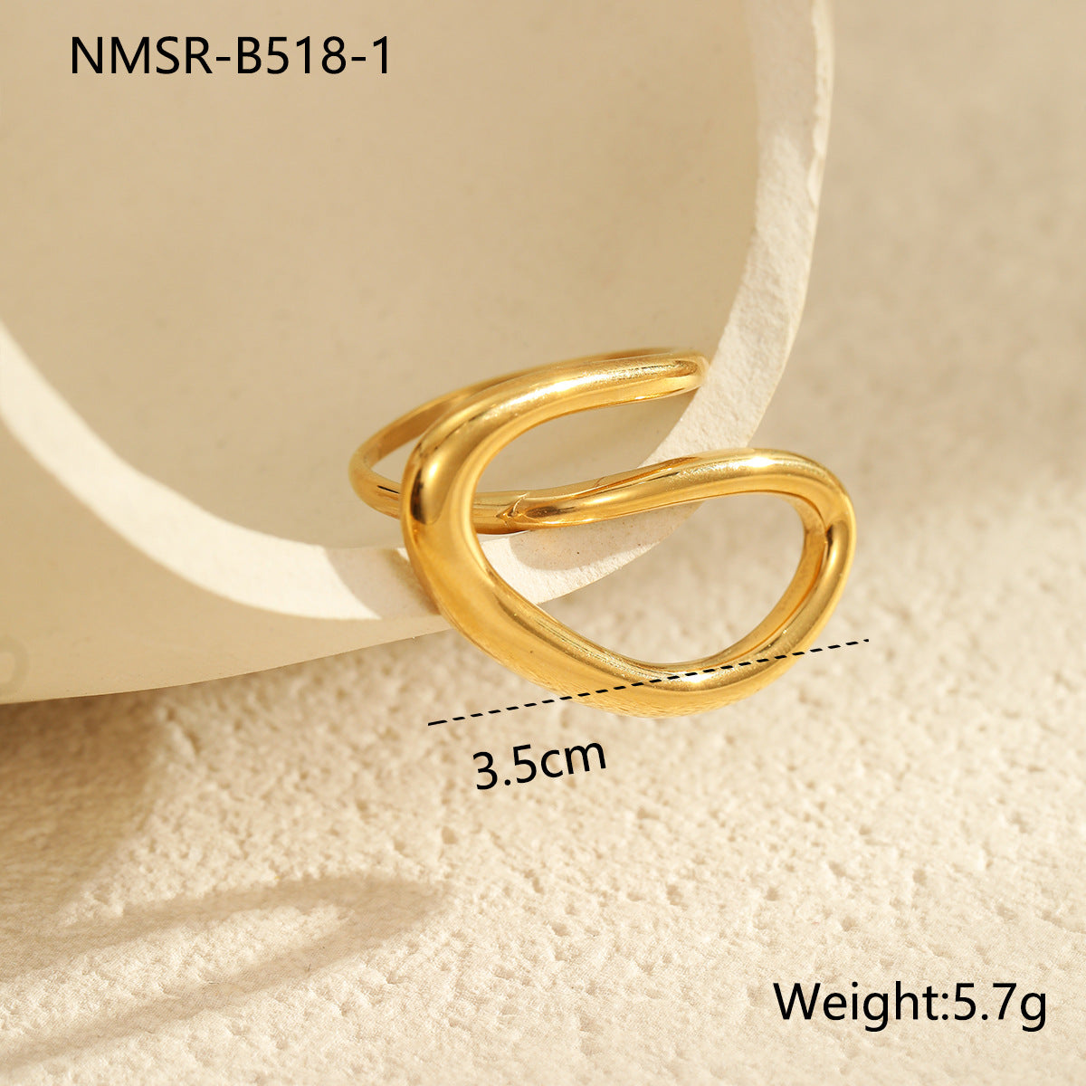 Anillo minimalista geométrico de acero de titanio para mujer con acabado chapado, banda personalizada de acero inoxidable de alta gama