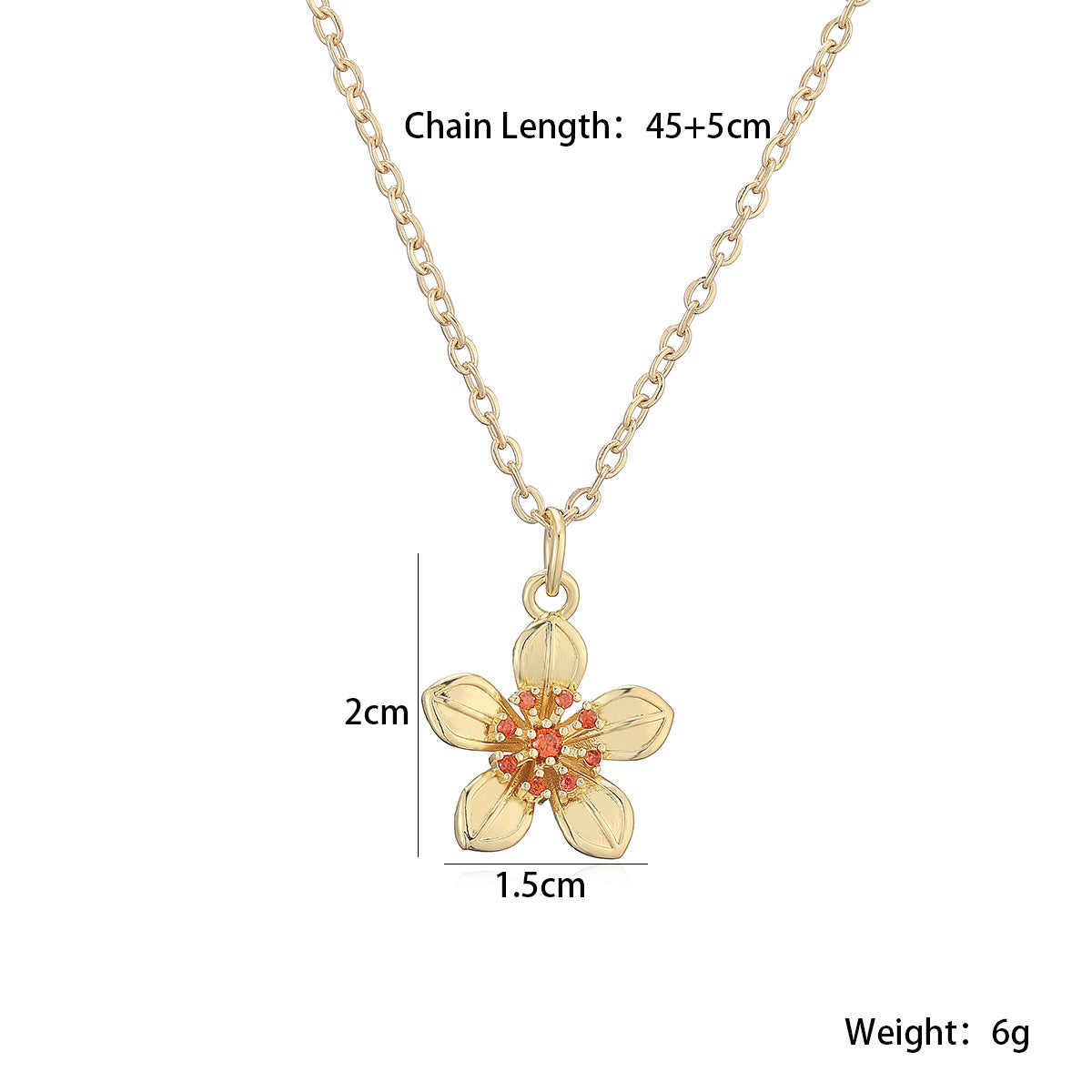 Minimalist Gold Plated Brass Geometric Sunflower Pendant Necklace with Cubic Zirconia