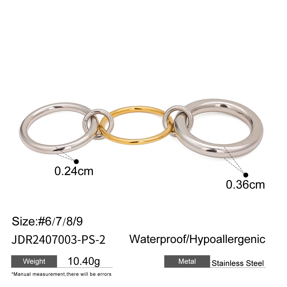 Geometric Round Plated Stainless Steel Stacking Ring Set