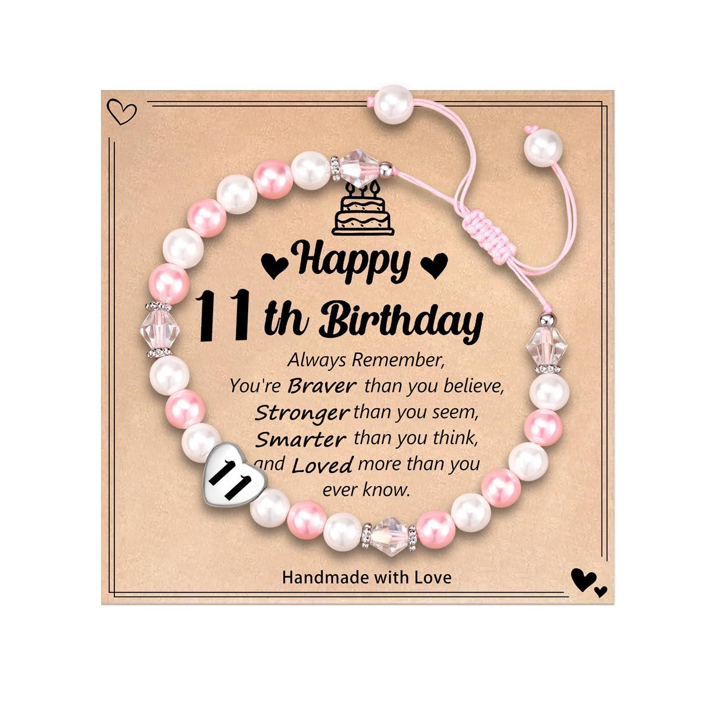 Sweet Stainless Steel Number Letter Handmade Woven Pearl Bracelet for Women