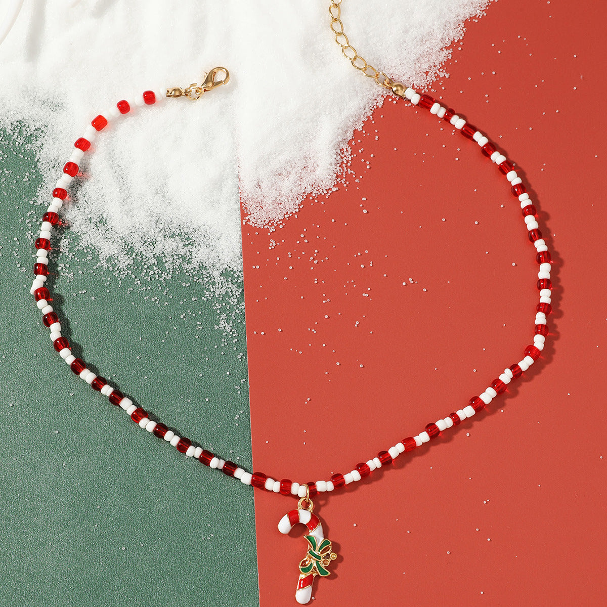 Collana di Perline Fatta a Mano con Pendente Geometrico in Lega per Le Donne Regalo di Natale Perline Miyu Rosse Girocollo