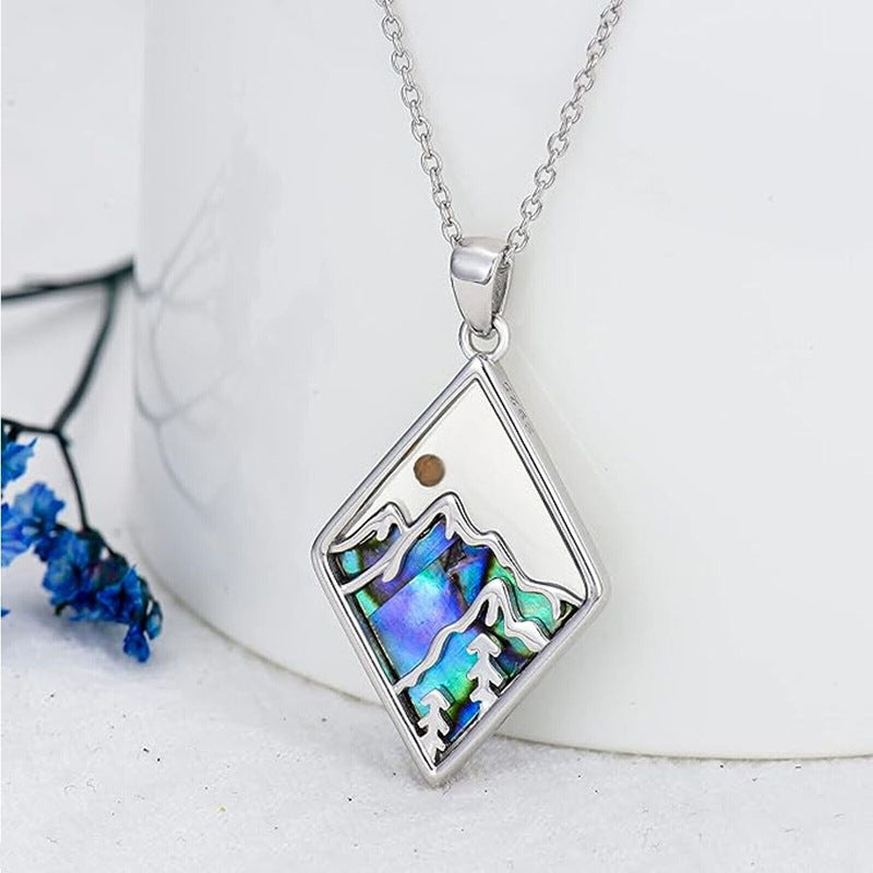 Minimalist Faith-Inspired Geometric Hill Mustard Seed Pendant Necklace in Stainless Steel with Polished Finish for Women