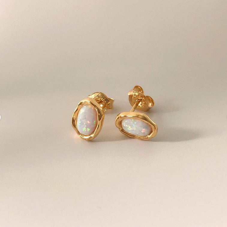 Minimalist Geometric Letter Shape 925 Sterling Silver Stud Earrings with Electroplated Finish for Women