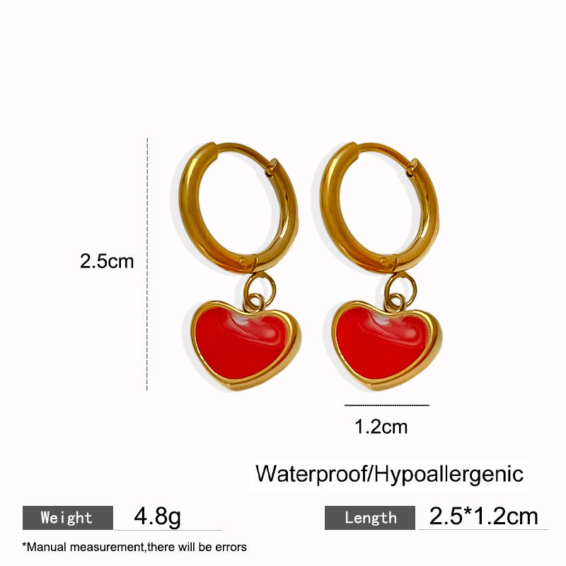 Elegant Titanium Steel Drip Oil Plated Stud Earrings for Women