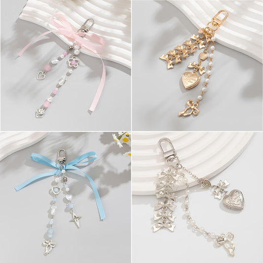 Sweet Heart Pearl Alloy Bag Charm