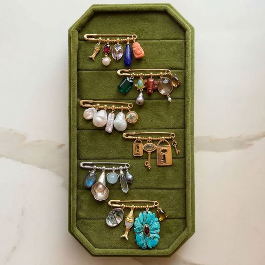 Colorful Birthstone Cubic Zirconia Round Square Glass Plated Brass DIY Charm Bar Pendant