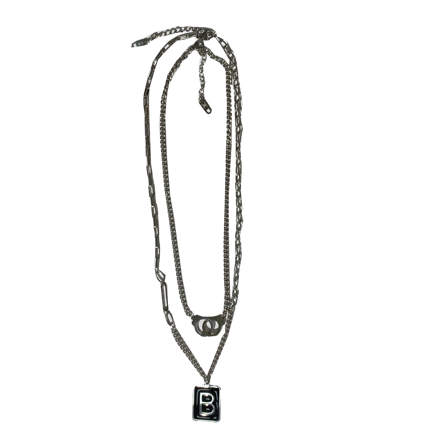 Minimalist Titanium Steel Letter B Square Pendant Necklace Plated Layered Chain Unisex Jewelry
