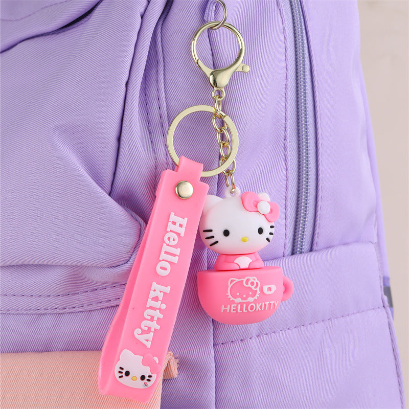Llavero de gatito de dibujos animados, colgante para bolsos y mochilas, hecho de goma suave con acabado chapado