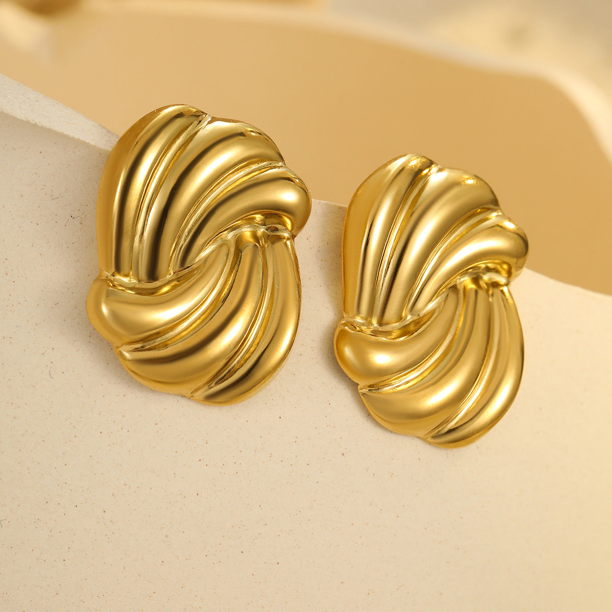 Minimalist Geometric Stainless Steel Earrings with Vacuum Plating for Women
