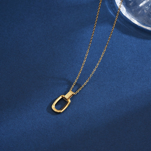 Minimalist Geometric Double Ring Necklace for Women Titanium Steel Plated Clavicle Chain with Irregular Design