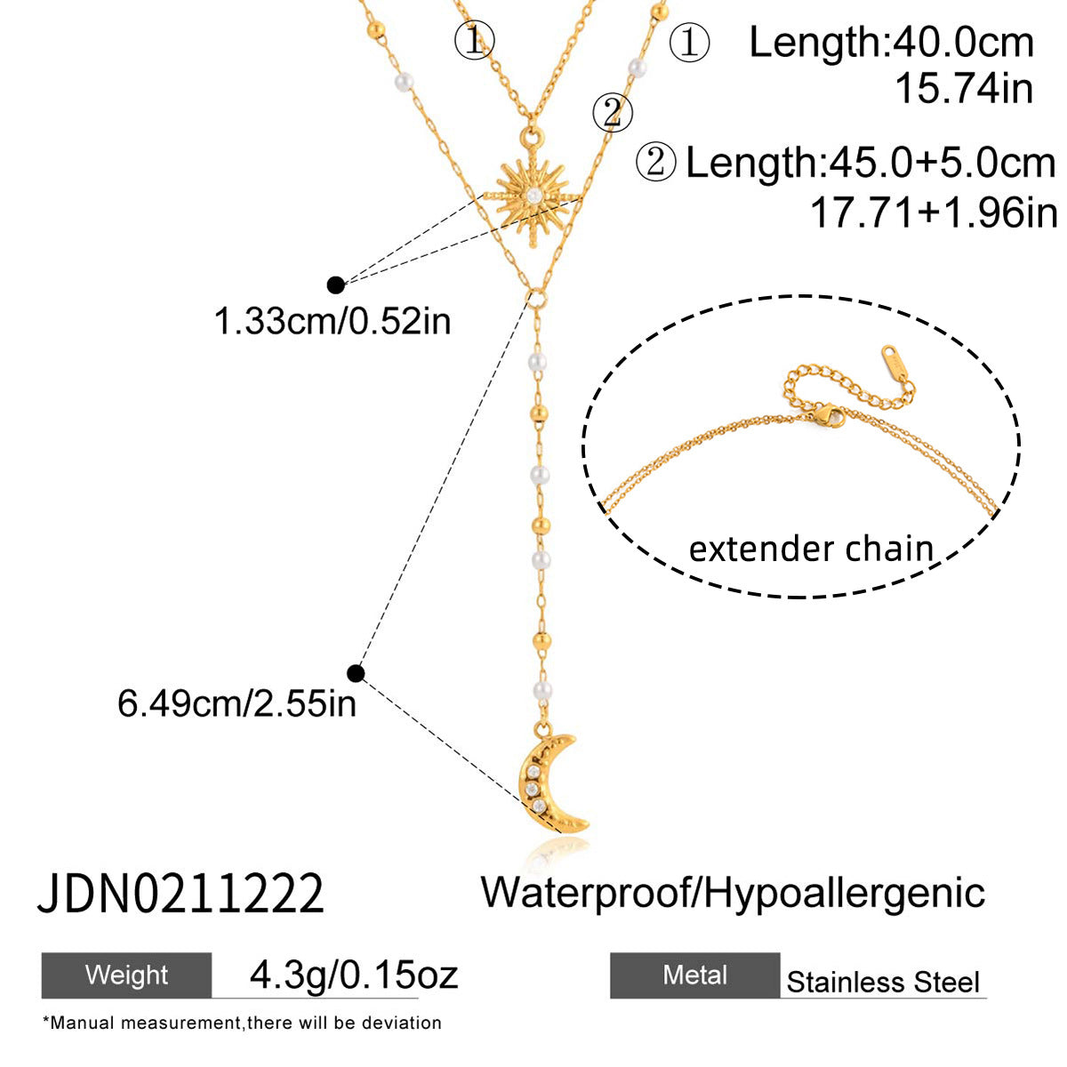 Minimalist Geometric Oval Stainless Steel PVD Cubic Zirconia Necklace for Women