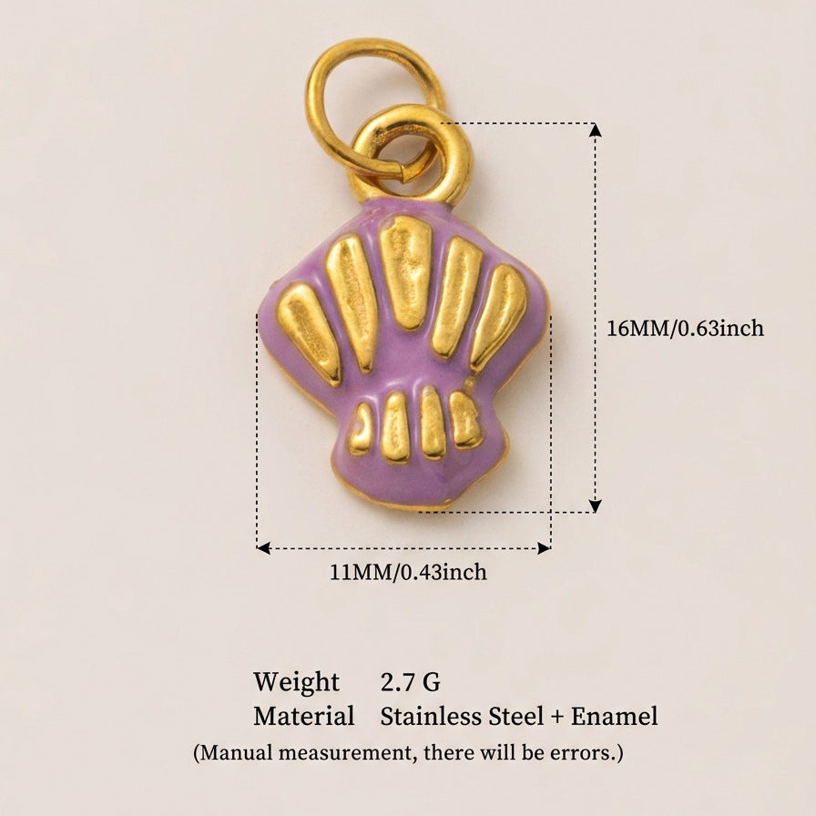 Minimalist Geometric Heart Floral Drip Oil PVD 18K Gold Plated Titanium Steel DIY Charm Bar Pendant 9g