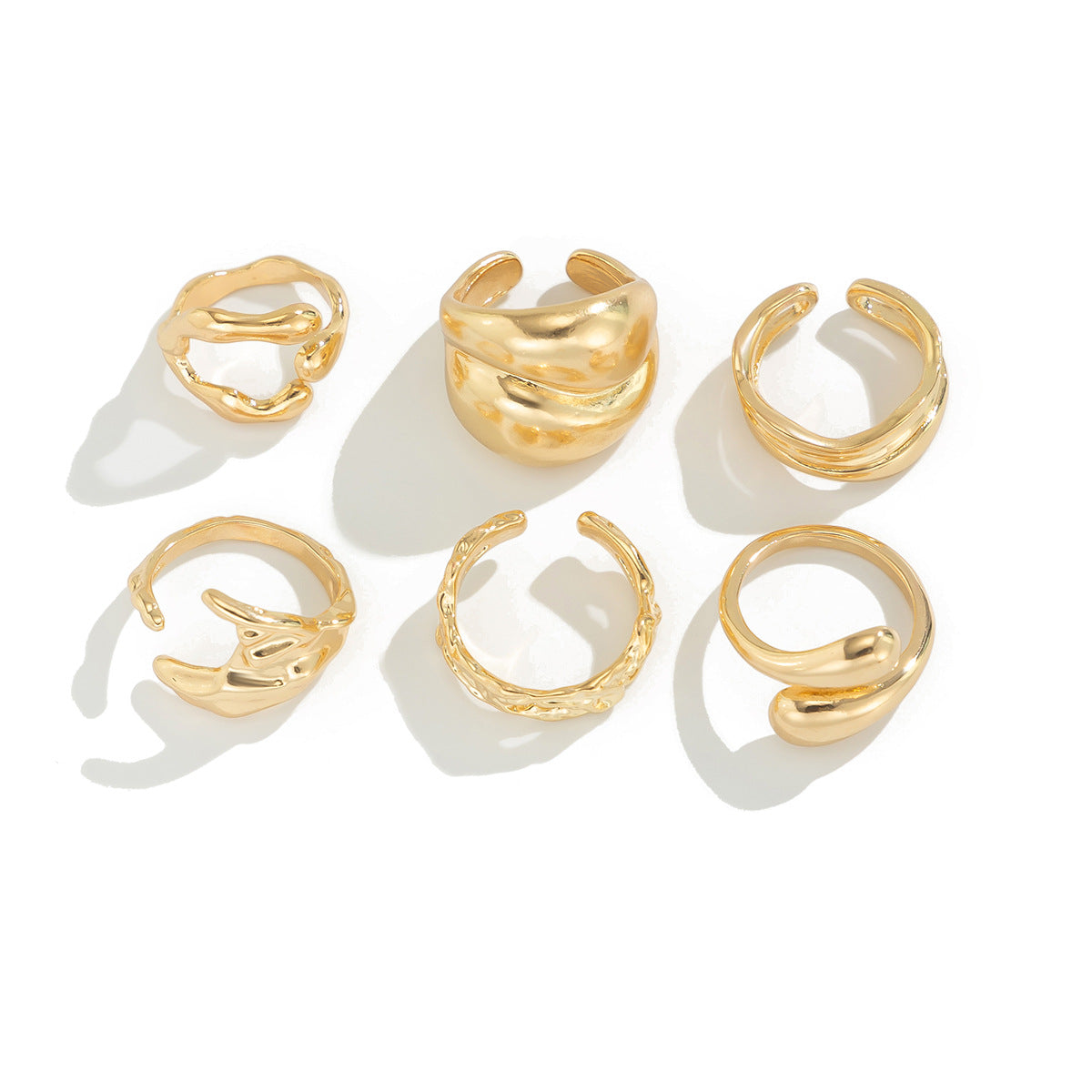 Anello Geometrico Minimalista in Lega con Design a Lava Liquida da Donna, Fascia a Giunzione Aperta Regolabile Elettrodeposta