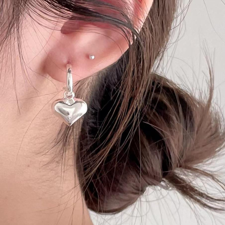 Orecchini Minimalisti a Goccia a Cuore in Argento Sterling 925 con Intarsio di Perle Placcati Oro Bianco e Oro 18K