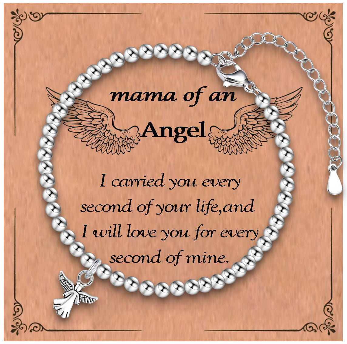 Minimalist Stainless Steel Ball Chain Bracelet with Angel Wing Pendant Adjustable Beaded Bracelet for Women