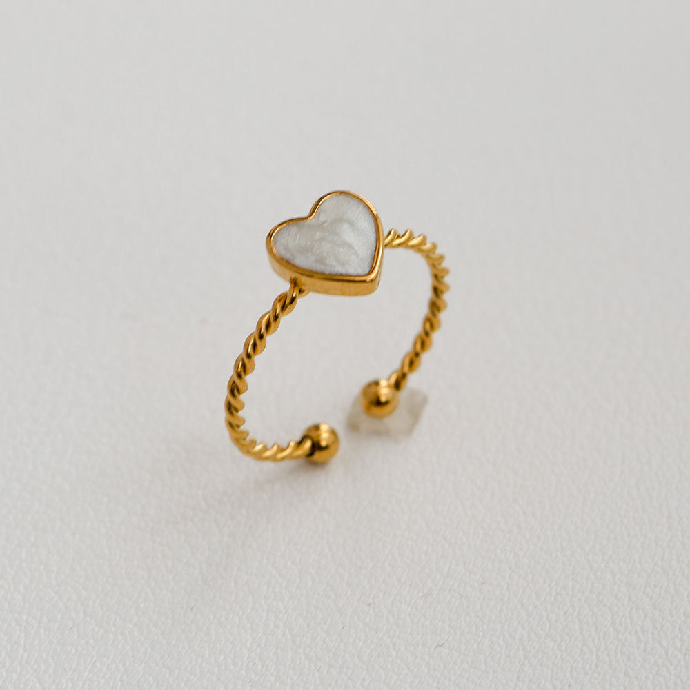 Anillo minimalista de acero de titanio con forma de girasol para mujer, con banda abierta ajustable y acabado chapado en oro