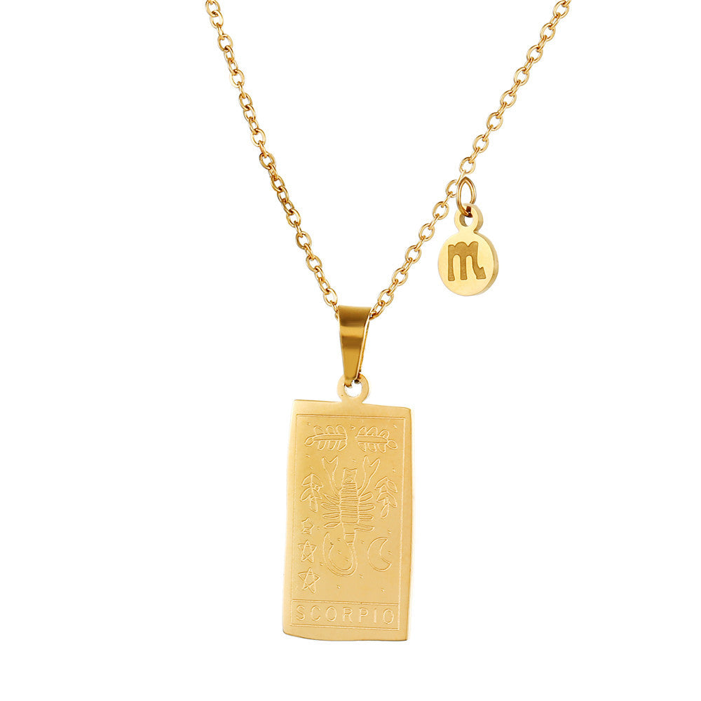 Vintage Geometric Square Titanium Steel Necklace with Alloy Pendant on Ball Chain