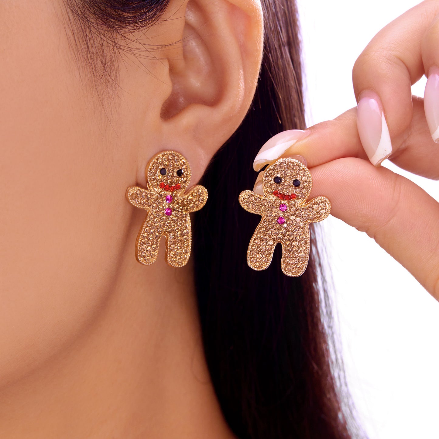 Pendientes creativos de campana y árbol de hombre de jengibre navideños para mujer con construcción acrílica y postes de acero inoxidable