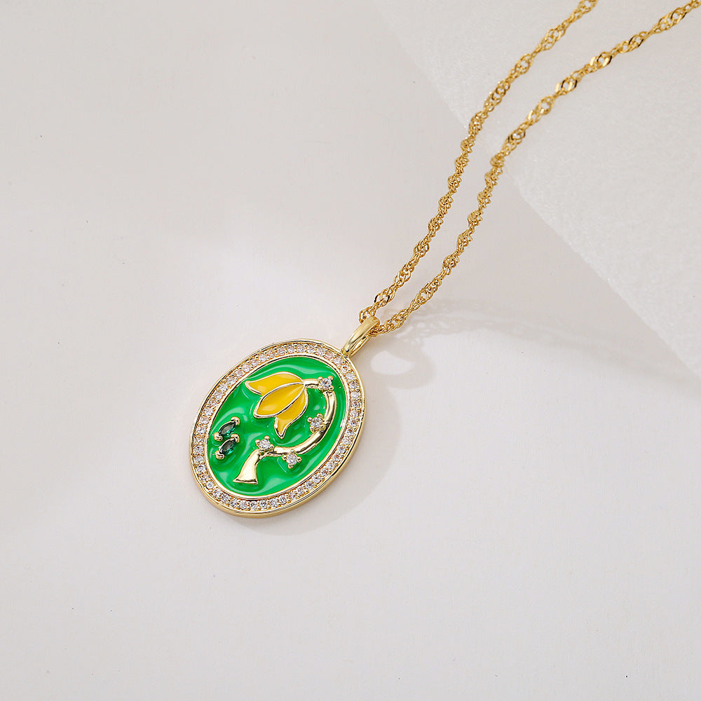 Collana pendente geometrica minimalista in rame smaltato da donna