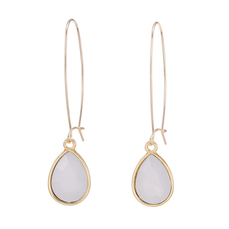 Minimalist Geometric Teardrop Earrings in Alloy with Rhinestone Inlay for Women