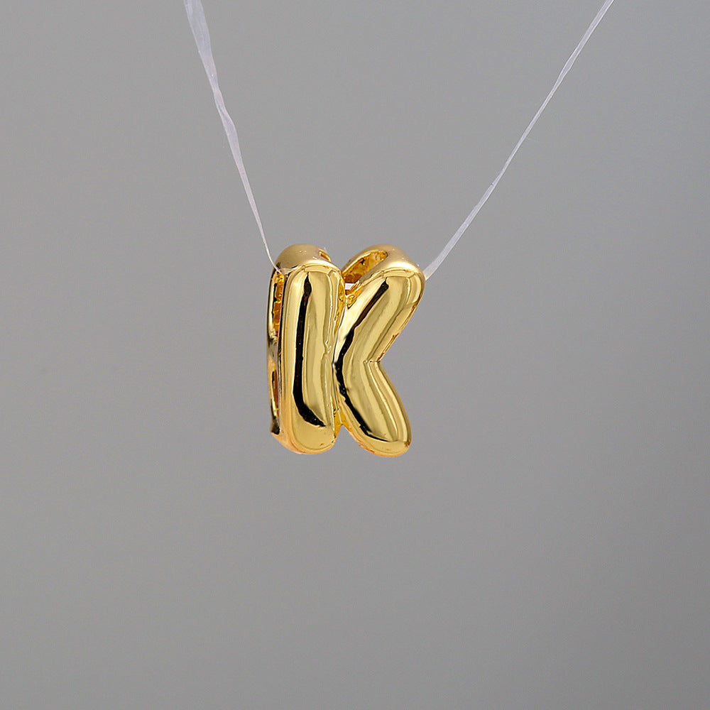 Gold Plated Brass Letter Pendant Stainless Steel Box Chain Necklace Charm Bar