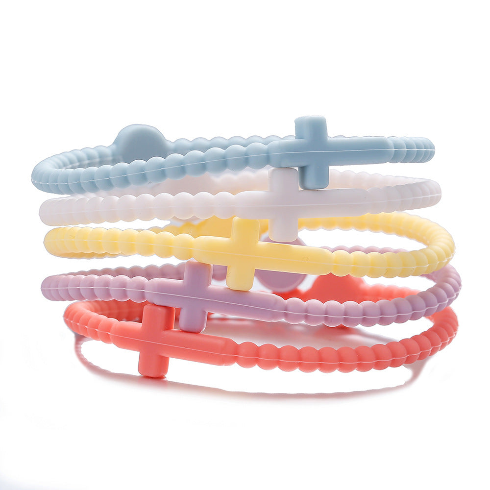 Minimalist Geometric Cross Silicone Bracelet Handmade Unisex Jewelry