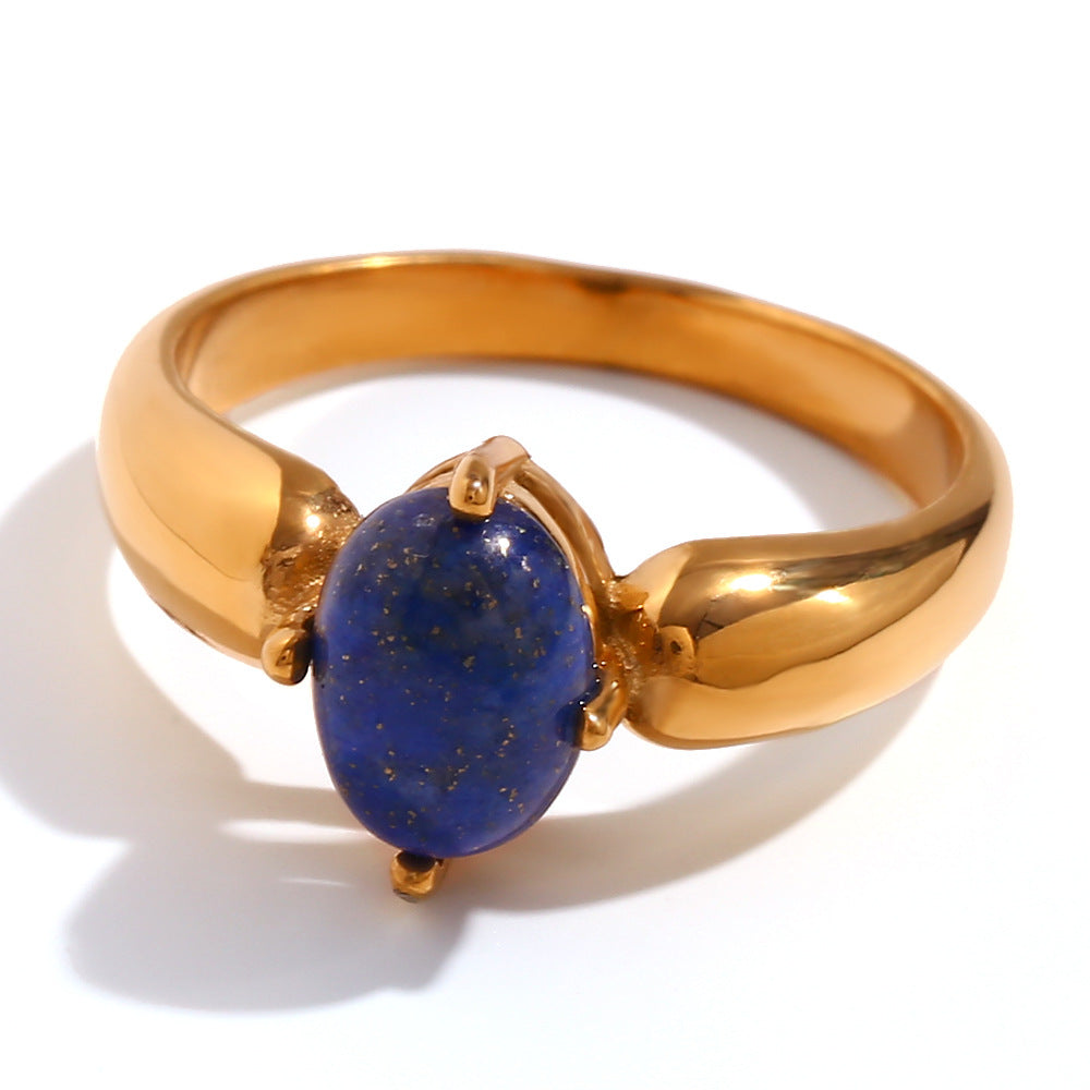 Anillo Minimalista de Acero Inoxidable con Forma de Pétalo Floral y Chapado en Oro de 18K para Mujer