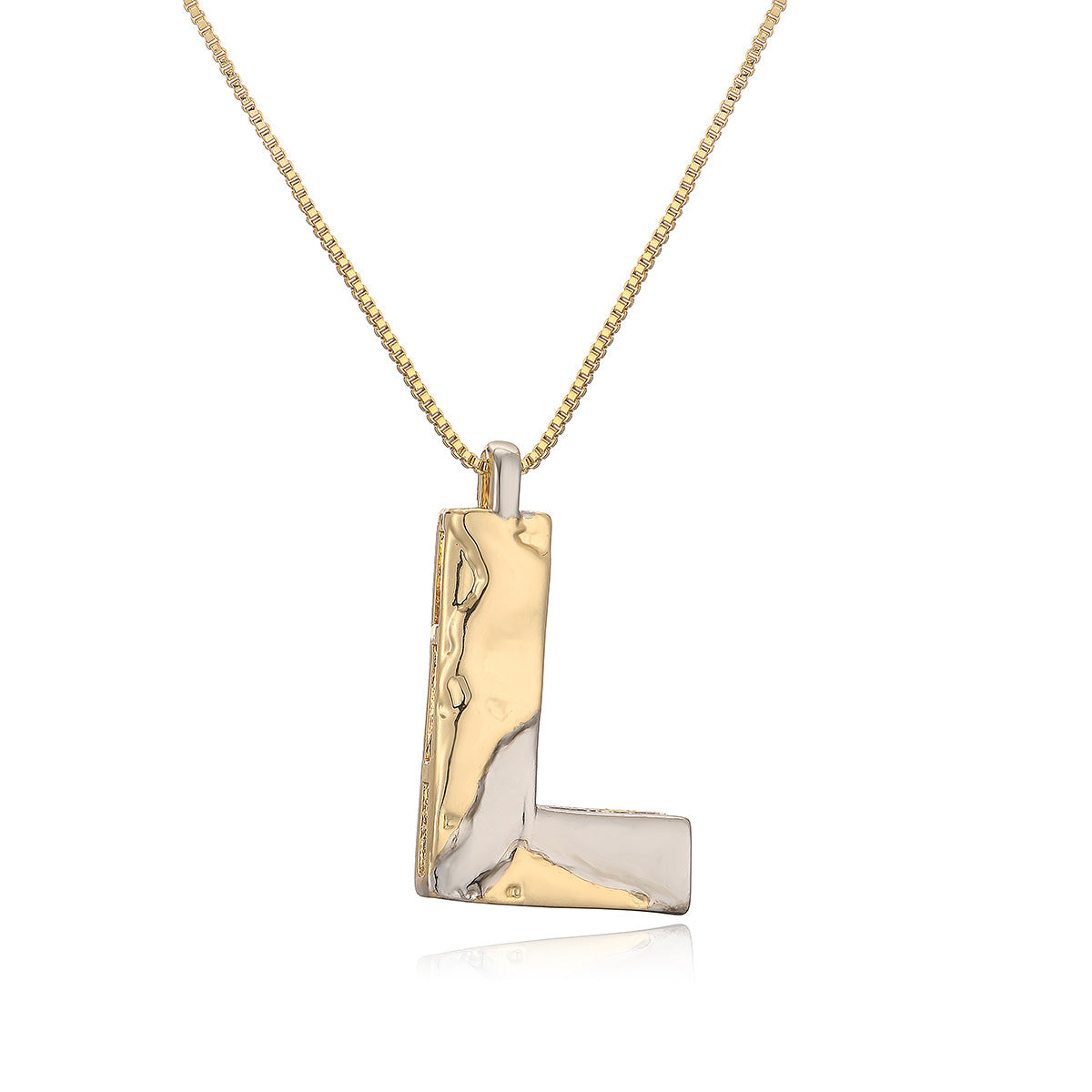 Collana con ciondolo a lettera in rame placcato oro geometrico minimalista da donna