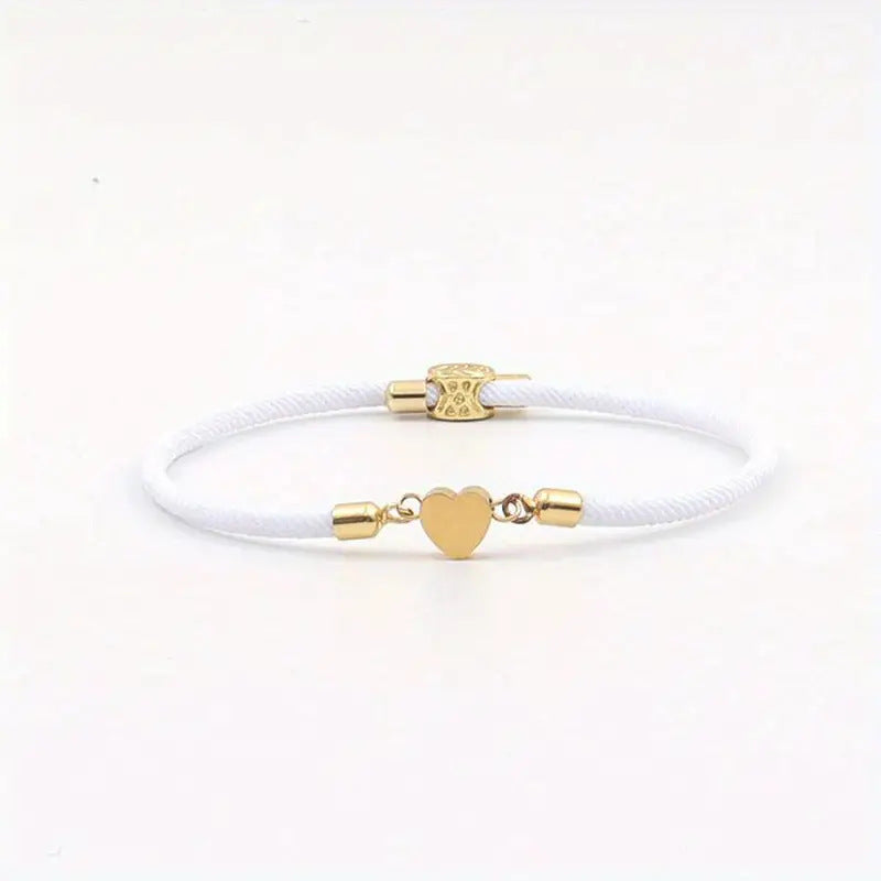 Pulsera de Latón Chapado en Oro con Cuentas en Forma de Corazón Unisex