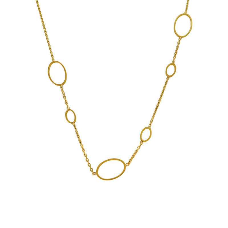 Minimalist Luxury Gold Plated Titanium Steel Hollow Oval Geometric Necklace