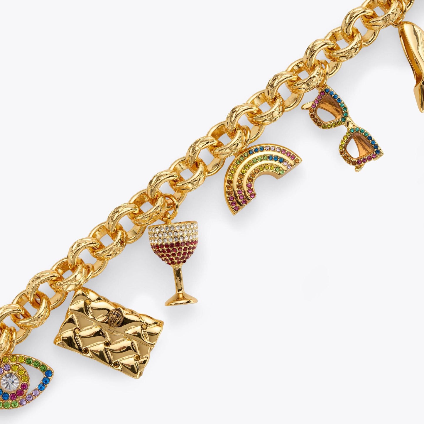 18K Gold Plated Titanium Steel Geometric Gemstone Pendant with Rhinestone Inlay Charm Bar for Women Cable Chain Necklace
