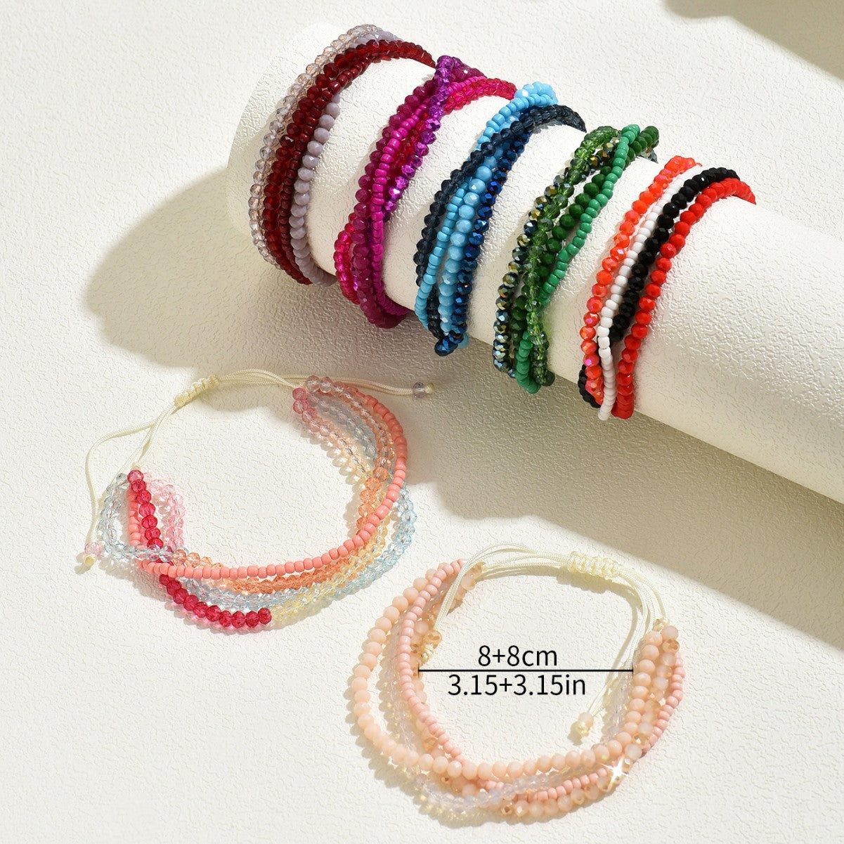 Conjunto de pulseras geométricas para mujer con diseño tejido de cuentas Miyuki de colores para la oficina