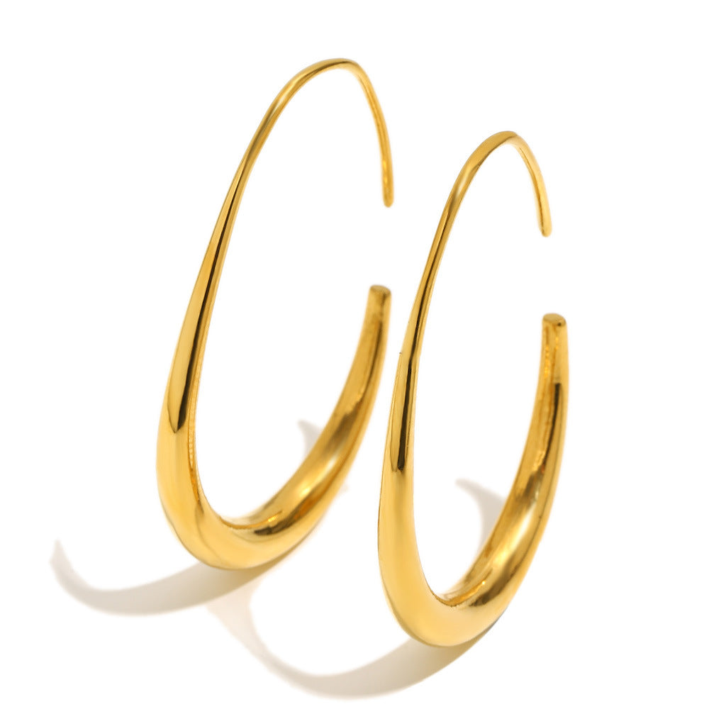 Aretes de mujer chapados en oro de acero inoxidable con diseño geométrico minimalista